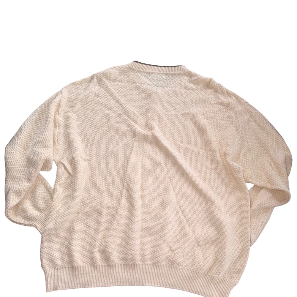 David Taylor Mens XXL Cream Cotton Knit Henley Sweater Deer Cabin Embroidered - Picture 6 of 6